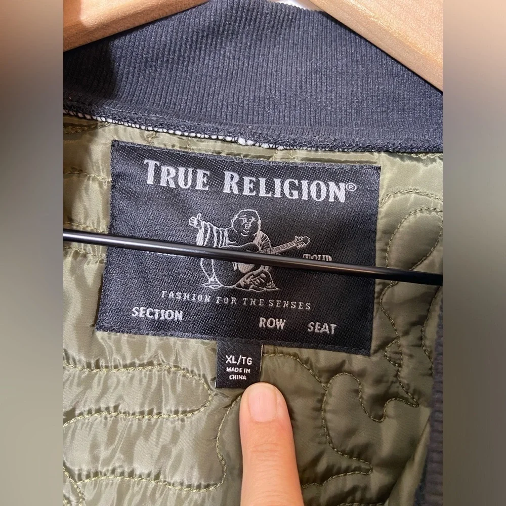 NEW MENS TRUE RELIGION Green CAMO QUILTED LINER JACKET Sz XL